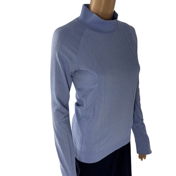 Lululemon Hydrangea Blue Rest Less Mock Neck Long Sleeve Top - Picture 6 of 10